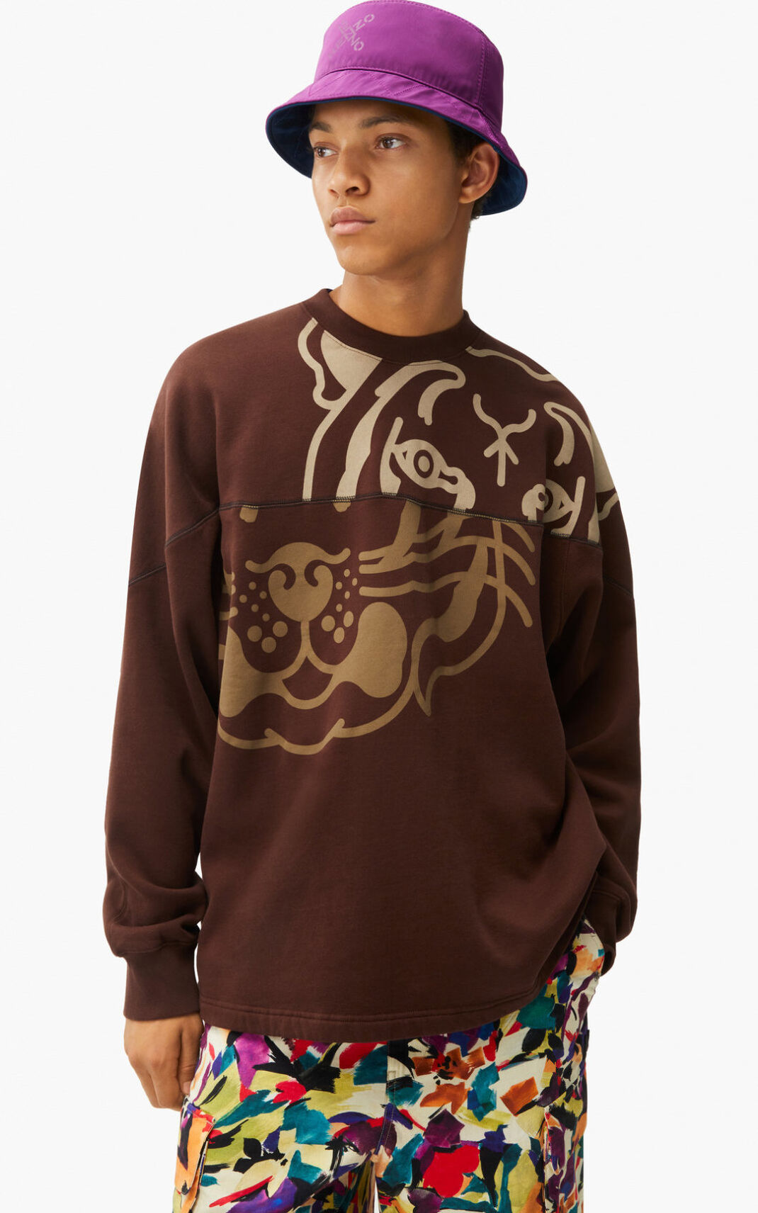 Sweat Kenzo Homme K Tiger oversized Marron Foncé AKUYH-9347